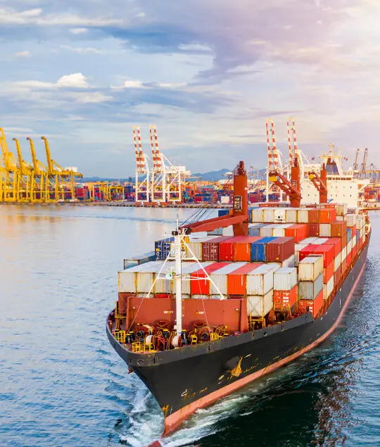 Container ship at sea