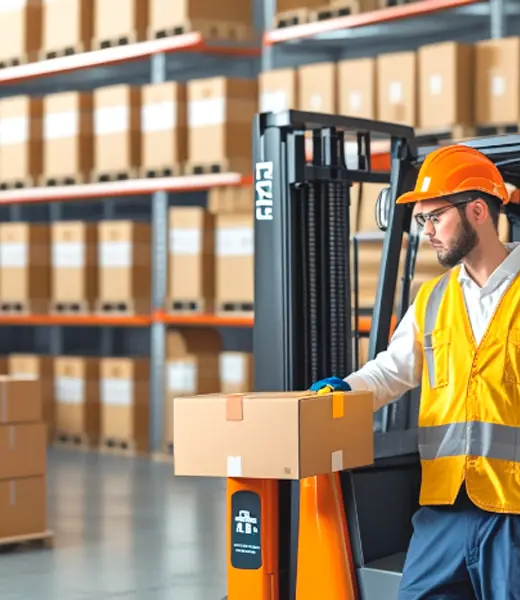 Warehouse worker with cargo
